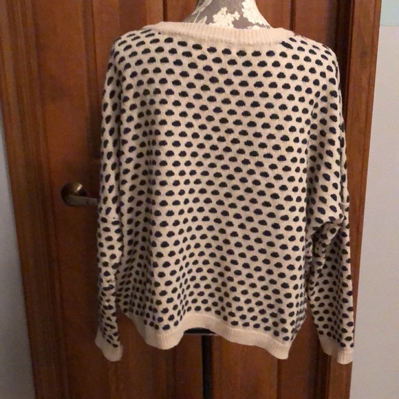 Freeway wool blend boxy sweater in tan with black dots L XL 1X - Picture 8 of 11